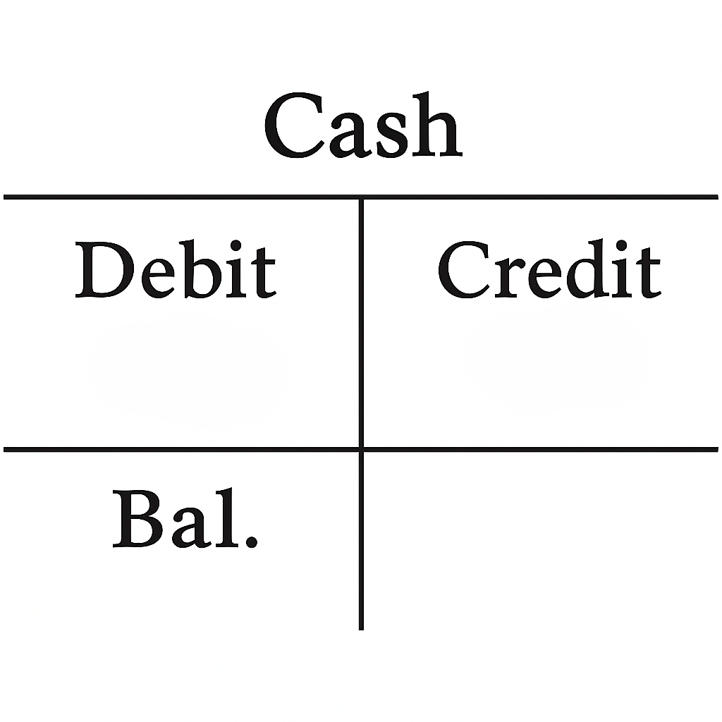 Cash General Ledger T-Account example